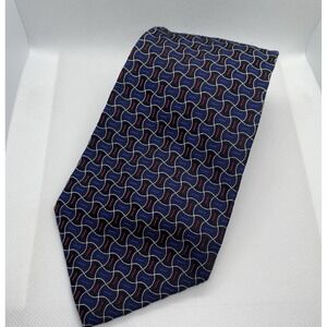 Polo Ralph Lauren Mens Silk Necktie Tie Red Blue Geometric Pattern 57.75" Office